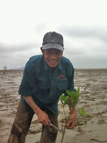 Villager in the mudflats