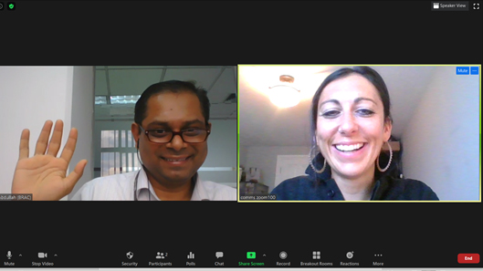 Two people talking via video conferencing. 