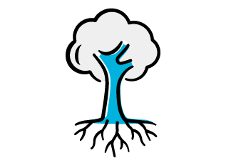 Sustainability icon: tree with roots