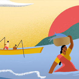 Fishing the ocean illustration