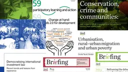 A collage of publication covers overlapping one another