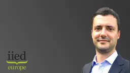 Head and shoulders photo of Alexandre Fernandes alongsaide the IIED Europe logo