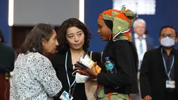 Three women chatting