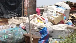 Recycled goods are sorted into bulky bags.