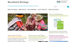 Screenshot of a the Biocultural Heritage site's homepage.