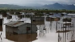 A flooded village.
