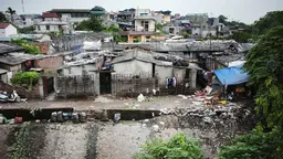 An urban slum in Hanoi, Viet Nam.