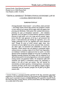 Cover of the journal article, Critical minerals: international economic law in a global resource rush