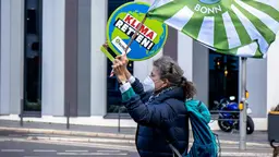 Woman activist at climate protest in Bonn, Germany