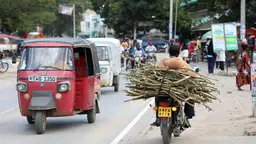 Transportation system along one of the main roads in Malindi town, Kenya.