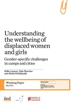 Cover of the paper, Understanding the wellbeing of displaced women and girls