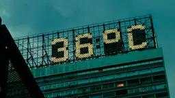 Display on building showing 36 degrees Celsius in São Paulo, Brazil.