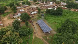 Aerial view of 24 MW PV solar system in Bisanti community, Nigeria