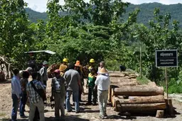 Stakeholders inspect timber as part of the Eighth field dialogue on Investing in Locally Controlled Forestry (ILCF) in Yogyakarta (Jogya), Central Java Province, Indonesia.