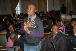 A young parliamentarian addresses the Shadow Children’s Parliament in Lesotho, Credit: World Vision Lesotho