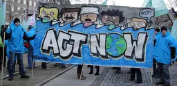 Protestors march during UN Climate Talks in Copenhagen. 
