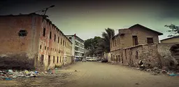 A row of houses called Garden Road Colony, Karachi, Pakistan.  