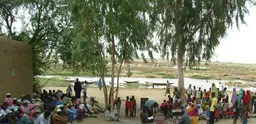People from Kandadji village, which is due to be flooded, meet to discuss resettlement plans.