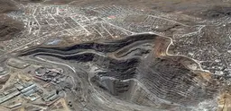 Satellite image of the zinc, lead and silver mine in Cerro de Pasco, Peru.