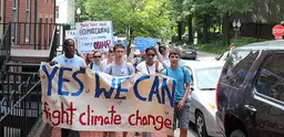   Climate activists march to the entrance of Georgetown University before President Obama's speech on climate change. Photo: 350.org via Flickr