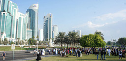 Climate protestors in Doha. Photo: adopt a negotiator