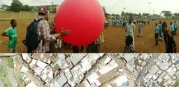 Top: Sohel Ahmed and colleague prepare to release the balloon; bottom: Some of the photographs taken from the air (Photos: Sohel Ahmed)