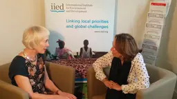 Maureen O'Neil and Rebeca Grynspan, the incoming and outgoing chair of IIED's board of trustees, discuss the institute's key challenges and successes over the last six years (Photo: Matt Wright/IIED)