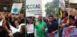 Marchers, including Saleemul Huq, at the New York climate change march (Photos: IIED)