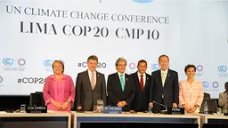 COP20 chair Manuel Pulgar Vidal, centre, was highly praised for his efforts to produce the Lima Call for Climate Action