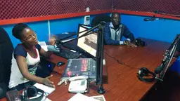 ON AIR: a local farmer joins a broadcaster in the studio of KRC.FM (Photo: Matt Wright/IIED)