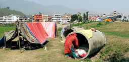 Makeshift camps for internally displaced people sprang up in Kathmandu after the severe earthquake in Nepal in April 2015. Relief workers are struggling to help displaced people find durable shelter as the country braces for the monsoon season (Photo: SIM Central and South East Asia, Creative Commons via Flickr)