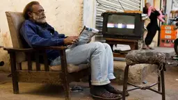 A 'living room on the street' in Paposh Nagar, Karachi (Photo: Fareena Chanda)