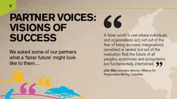 The 36-page print version and online Annual Report highlight IIED's wide range of work to ensure global fairness (Image: IIED/We Are Tangerine)