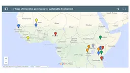 From decentralised finance to legal tools, this map showing real examples of innovative governance from around the world highlights seven tried-and-tested methods of empowering local institutions (Image: IIED)