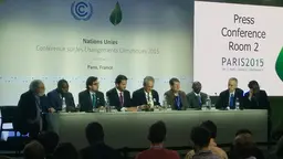 Gaspar Martins sits alongside representatives of the Marshall Islands, United States, Germany, Norway and others as part of the "High Ambition Coalition" (Image: Matt Wright/IIED)
