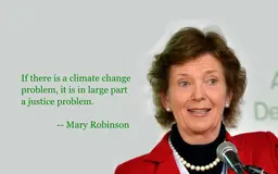 Mary Robinson called on the international community to focus on the human rights aspect of climate change when she gave the inaugural Barbara Ward lecture in London