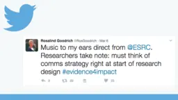Rosalind Goodrich's tweet about developing communications strategies (Image: IIED)