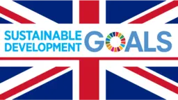The UK flag and the logo for the Sustainable Development Goals