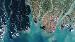 The Sundarbans mangrove forest (dark green on the image) is a fragile ecosystem threatened by rising levels of salinity (Photo: European Space Agency)