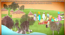 An excerpt from an animation on how sharing the revenue from large dams supports local development (Image: IIED/Hands Up)
