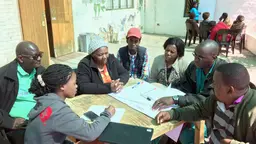 Community leaders in the Shack Dwellers Federation of Namibia planning with staff from the Namibia Housing Action Group (Photo: Diana Mitlin/IIED)