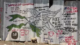 A 'peace wall' in Mukuru, one of the largest slums in Nairobi, Kenya (Photo: Urban ARK)
