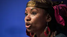 Hindou Oumarou Ibrahim speaking the World Economic Forum in 2017 (Photo: Jakob Polacsek/World Economic Forum, Creative Commons via Flickr) 