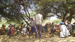 Pastoralists discuss strengths and challenges of governance at a conservancy in Kenya. (Photo: Francesca Booker/IIED)