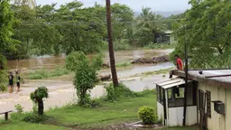 Flooding in Fiji. Fiji's prime minister has said the his nation is in "a fight for survival" as climate change brings almost constant cyclones (Photo: TC Evans/Fijian Government) 