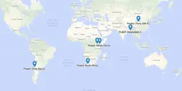 Map shows where the EbA Evidence and Policy project is being undertaken