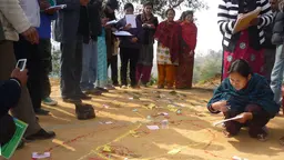 Workshop participants undertake a participatory resource mapping exercise for community enterprises (Photo: Asia Network for Sustainable Agriculture and Bioresources - ANSAB)