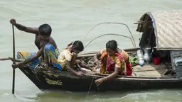 A family fishes in Chandpur, Bangladesh