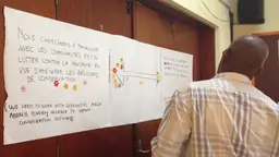 Participants at the meeting establish how their NGO works with communities in DRC (Photo: Alessandra Guiliani/IIED)