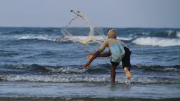 A man casting a net